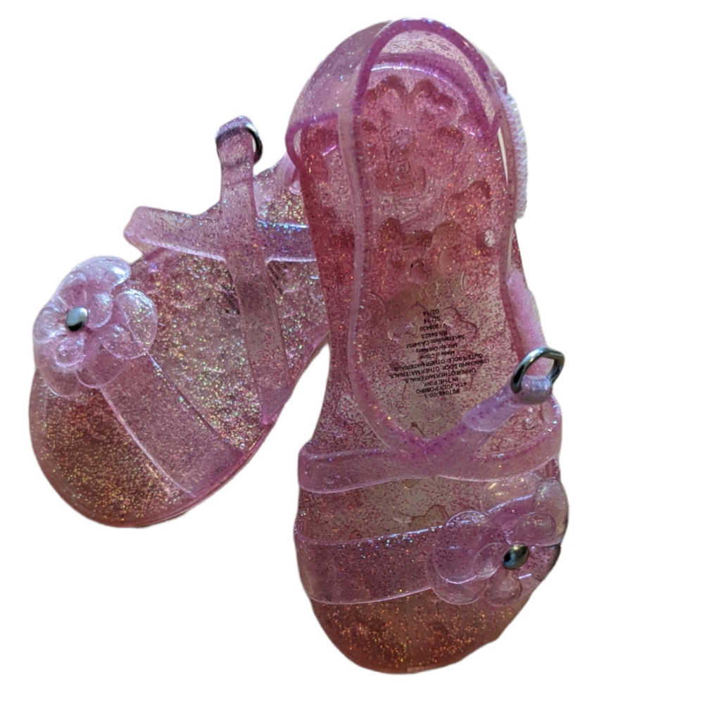 Old Navy girls Jelly sandals size 6 toddler in pink w/ flower embellishment